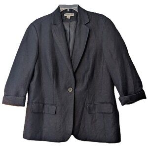 Coldwater Creek Black Linen Blazer Size 16